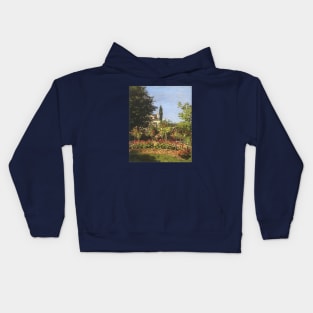 Flowering Garden by Claude Monet Kids Hoodie